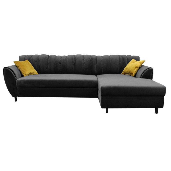 Sedacia súprava DIVA pravá, antracitová/žltá 1