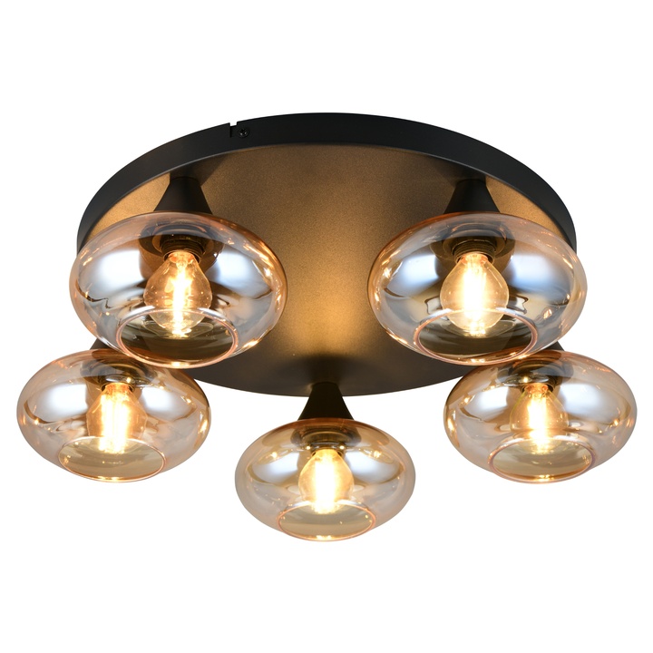 Stropné svietidlo DIVINA 2 čierna/jantárové sklo 1