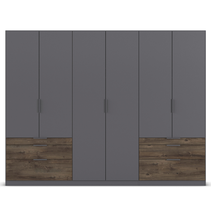 Šatníková skriňa DOKA VI sivá/dub atlantic tmavý 1