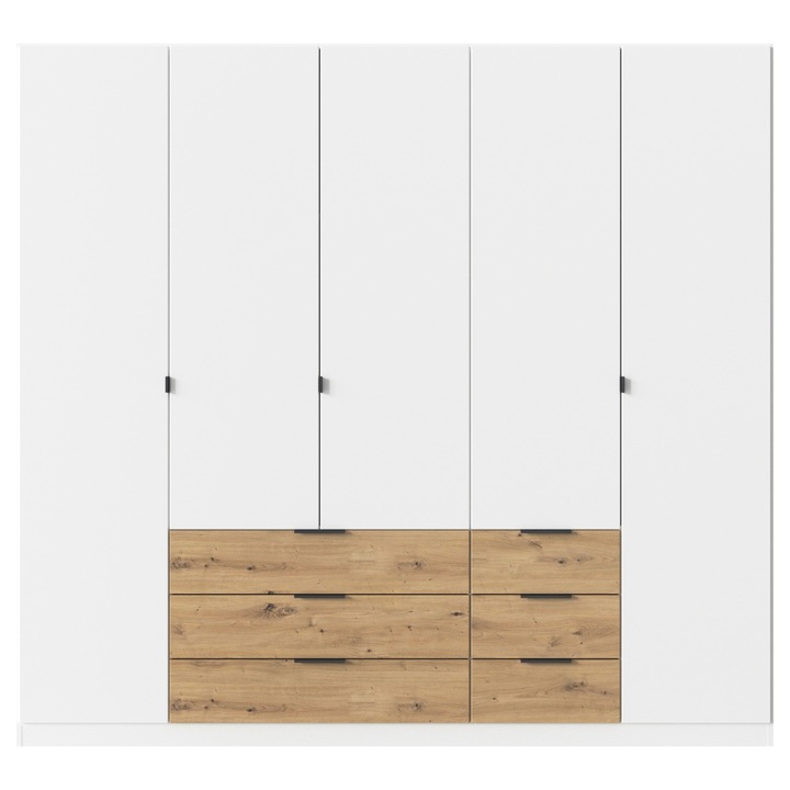Šatníková skriňa DOMOA II alpská biela/dub artisan 1