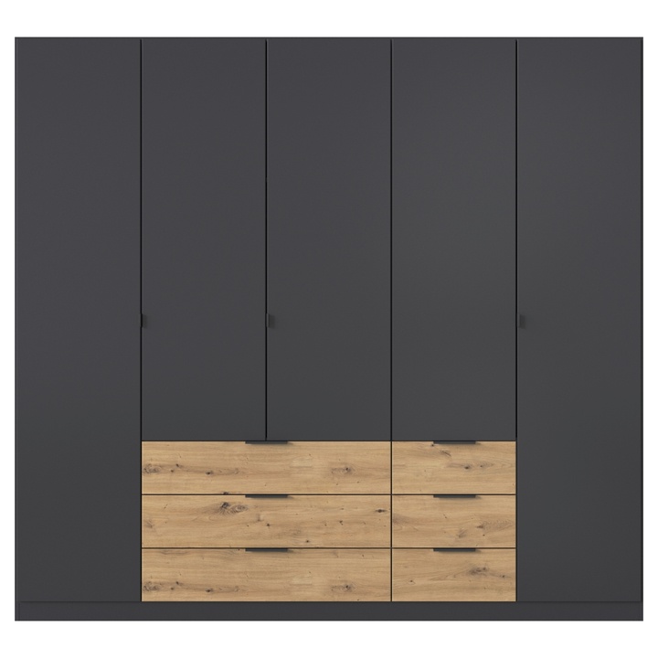 Šatníková skriňa DOMOA II metalická sivá/dub artisan 1