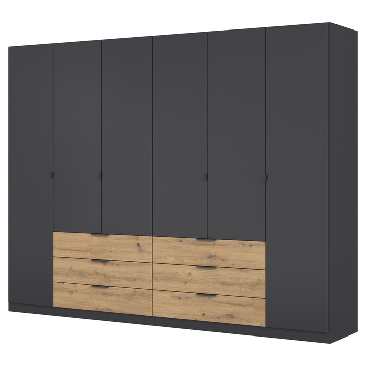 Šatníková skriňa DOMOA III metalická sivá/dub artisan 1