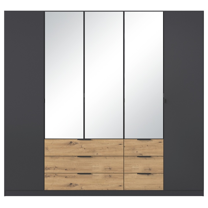 Šatníková skriňa DOMOA V metalická sivá/dub artisan 1