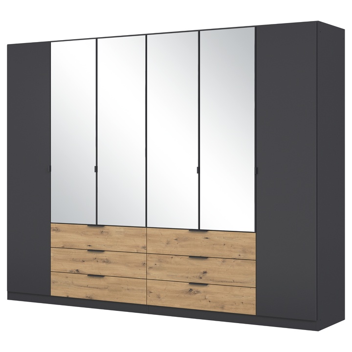 Šatníková skriňa DOMOA VI metalická sivá/dub artisan 1