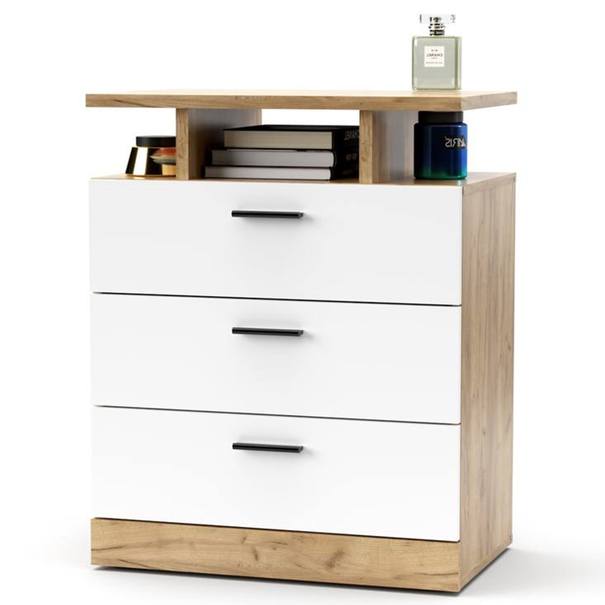 Komoda DORES DS1 biela/dub craft zlatý 1