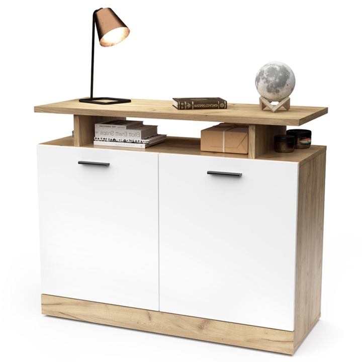 Komoda DORES DS2 biela/dub craft zlatý 1