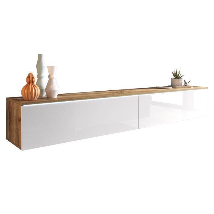 TV komoda DOROTHE 180 dub wotan/biela lesklá 1