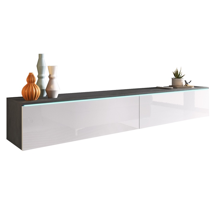 TV komoda DOROTHE 180 antracitová/biela lesklá 1