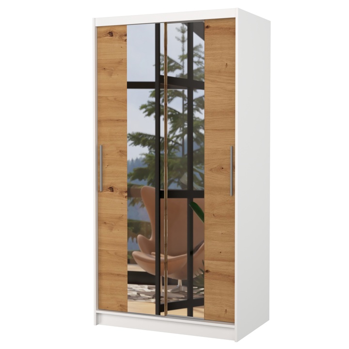 Šatníková skriňa DRAGOS biela/dub artisan 1