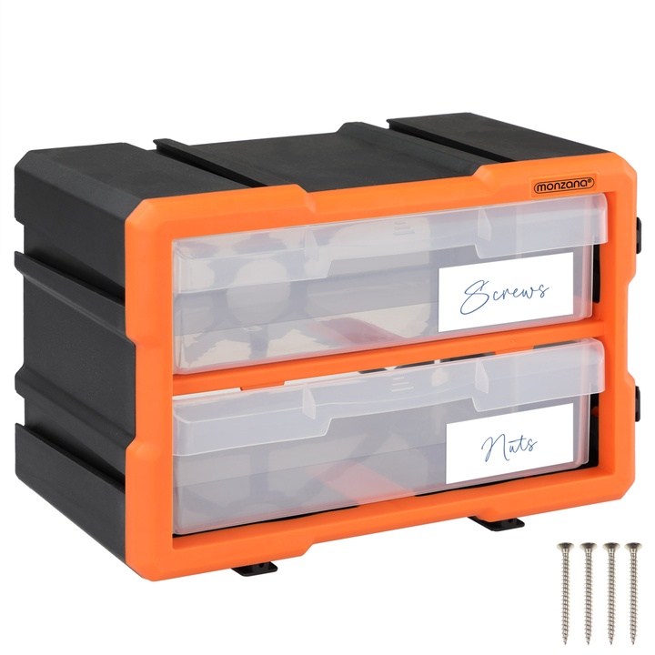 Organizér na drobné súčiastky DRAWERS 3 oranžová/sivá 1