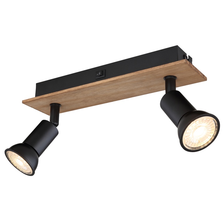 Bodové svietidlo DREW 2 čierna/drevo 1