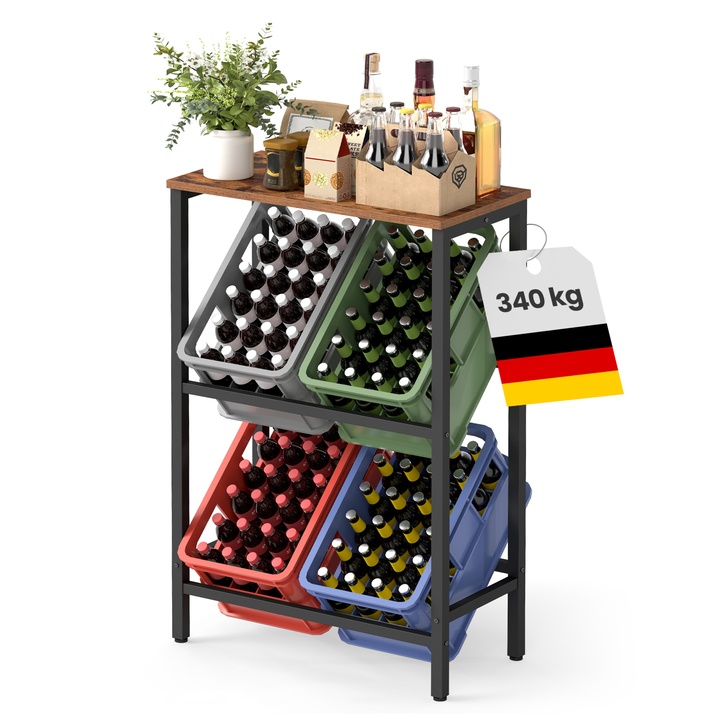 Regál na bedne DRINKS rustikálna hnedá/čierna 1