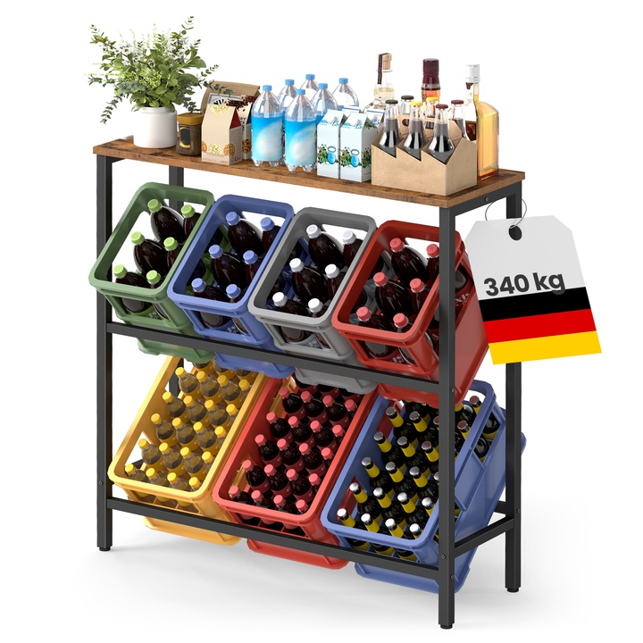 Regál na bedne DRINKS rustikálna hnedá/čierna 1