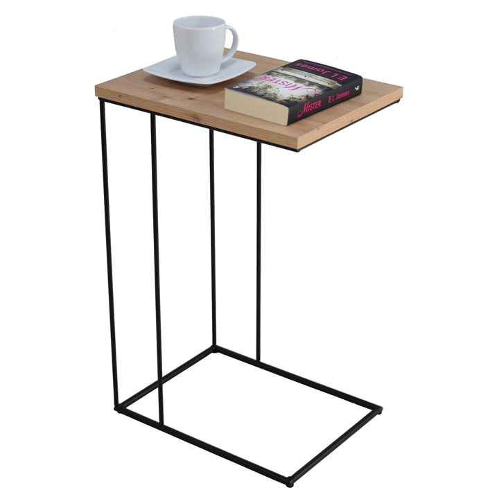 Prístavný stolík DRU čierna/dub artisan 1