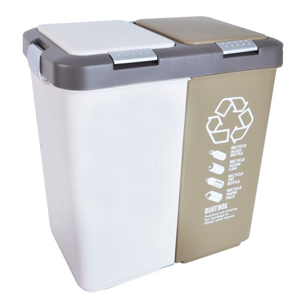 Odpadkový kôš  DUO biela/hnedá, 2x 20 l 1