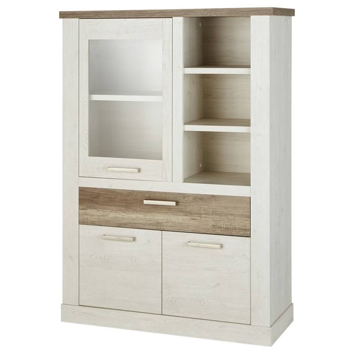 Vitrína DURO 1 pínia biela/dub antik 1