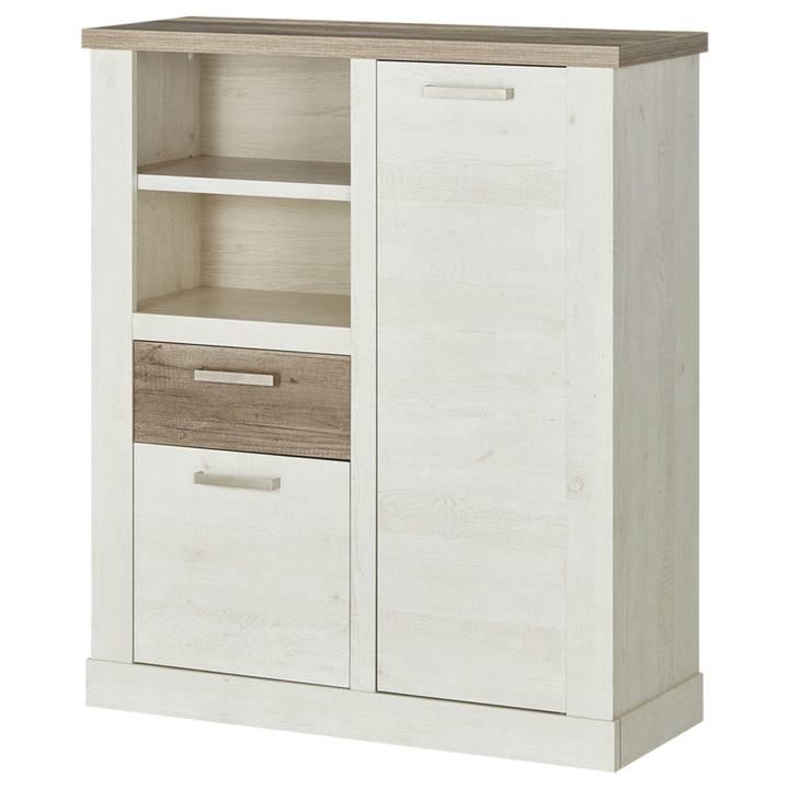 Komoda DURO 3 pínia biela/dub antik 1