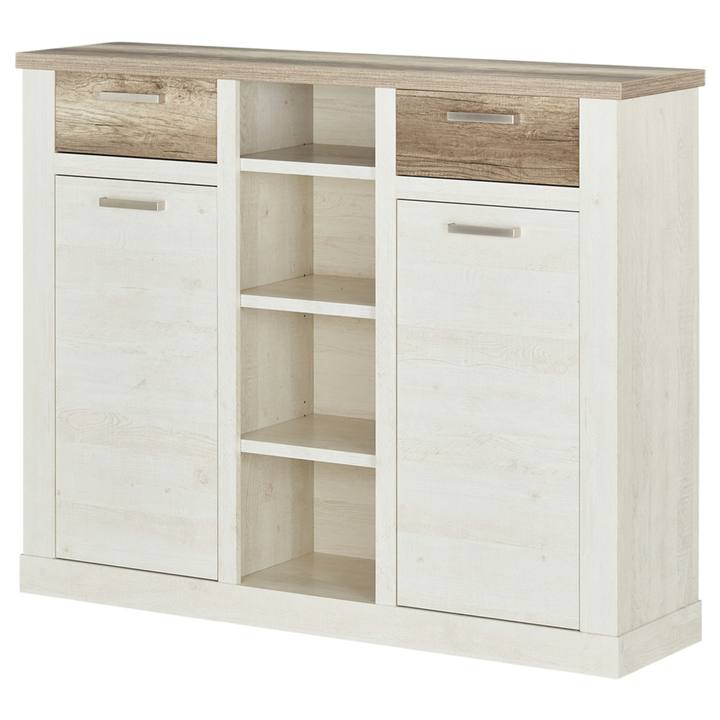 Komoda DURO 4 pínia biela/dub antik 1