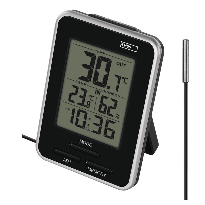 Digitálny teplomer s hodinami E0121 čierna 1