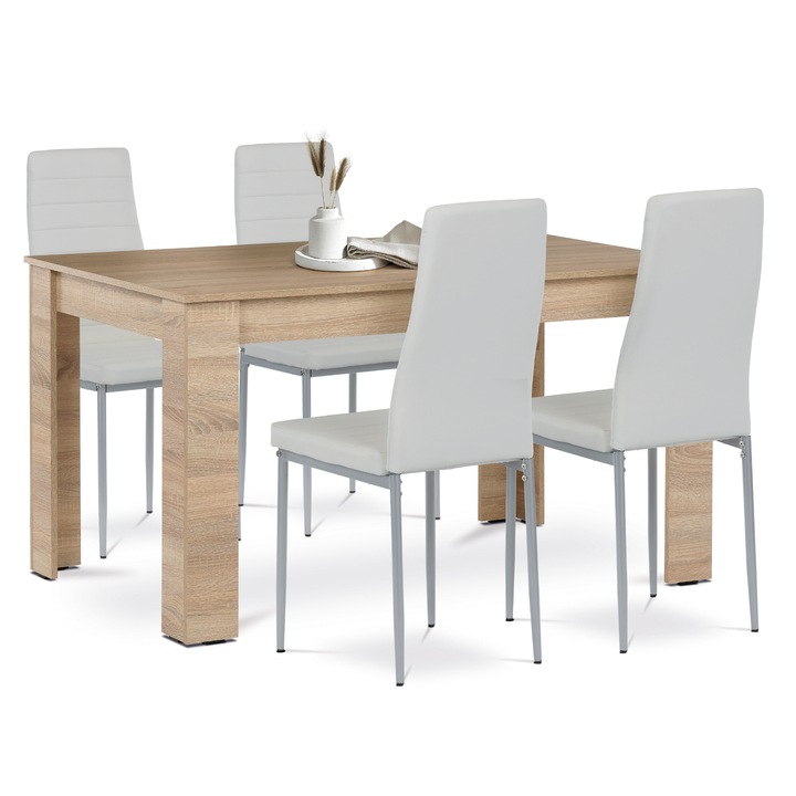 Jedálenská zostava EDGAR II dub sonoma/biela/sivá 1