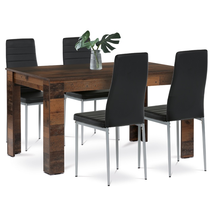 Jedálenská zostava EDGAR II staré drevo/čierna/sivá 1