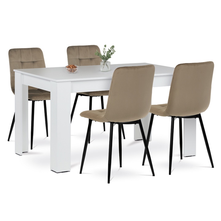 Jedálenská zostava EDGAR biela/krémová/čierna 1