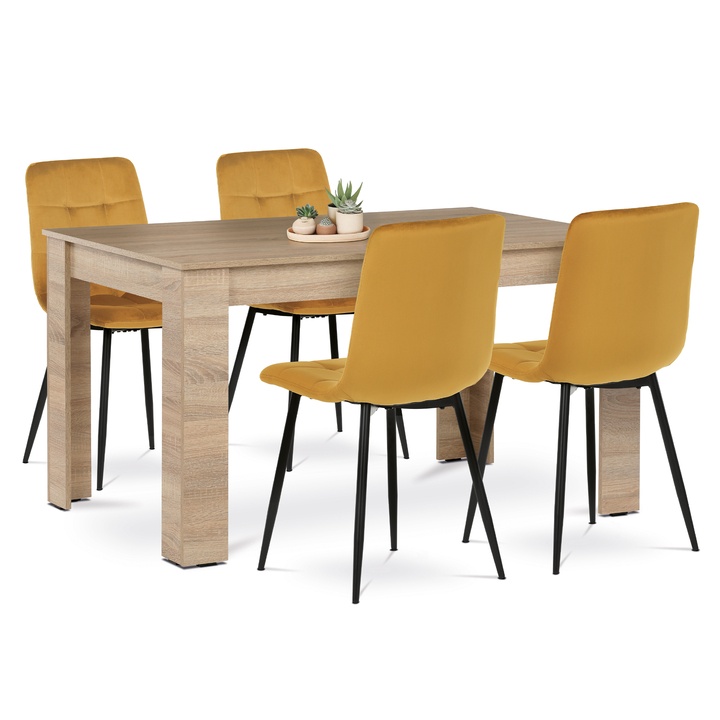 Jedálenská zostava EDGAR dub sonoma/žltá/čierna 1