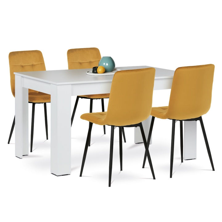 Jedálenská zostava EDGAR biela/žltá/čierna 1