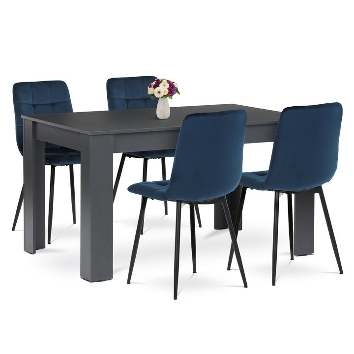 Jedálenská zostava EDGAR antracitová/modrá/čierna 1