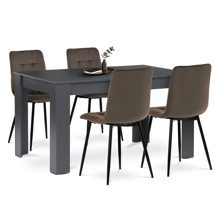 Jedálenská zostava EDGAR antracitová/hnedá/čierna 1