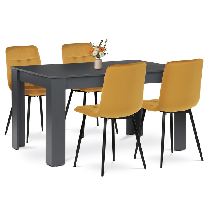 Jedálenská zostava EDGAR antracitová/žltá/čierna 1