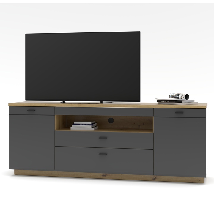 TV komoda ELA 4 grafitová/dub artisan 1