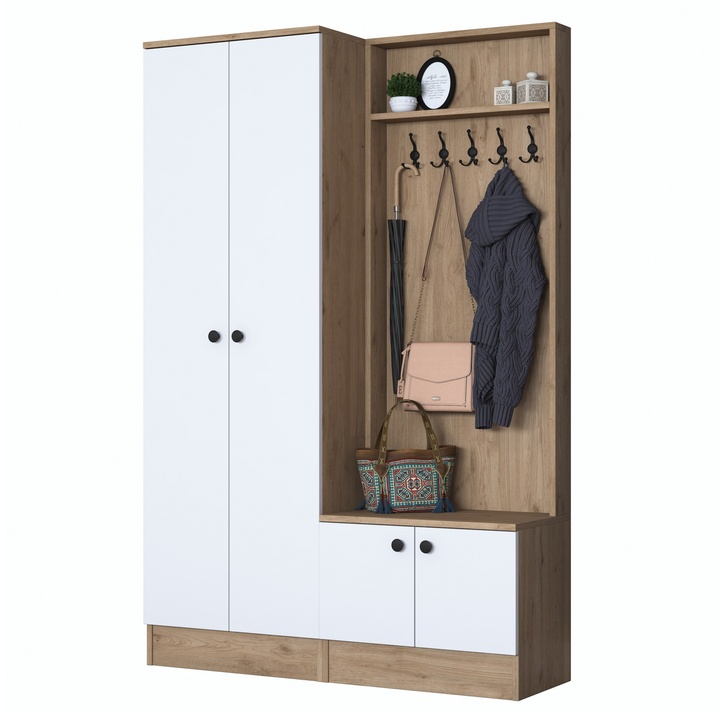 Predsieňová zostava ELA 5 orech/biela 1