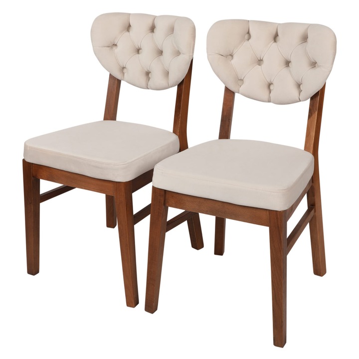 Jedálenská stolička ELMA béžová/orech, sada 2 ks 1