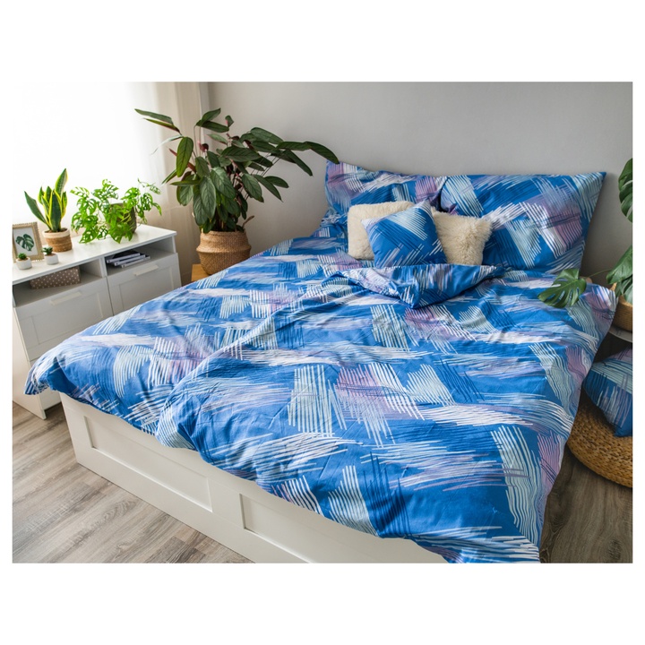 Posteľná bielizeň ELSA BLUE RIGHE 40x40 + 70x90 a 140x200 cm 1