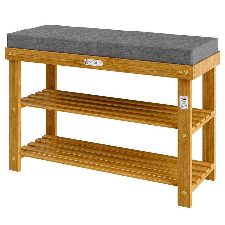 Lavica na topánky ELVATE 1 akácia/sivá, šírka 70 cm 1