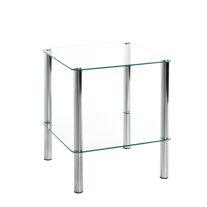 Prístavný stolík EMDEN sklo/chróm, štvorec 1