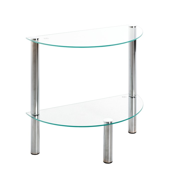 Prístavný stolík EMDEN sklo/chróm, polkruh 1