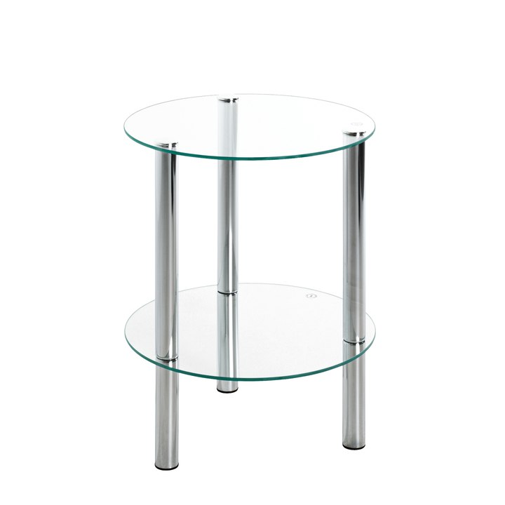 Prístavný stolík EMDEN sklo/chróm, ⌀ 35 cm 1
