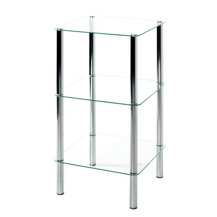 Regál EMDEN sklo/chróm, výška 77 cm 1