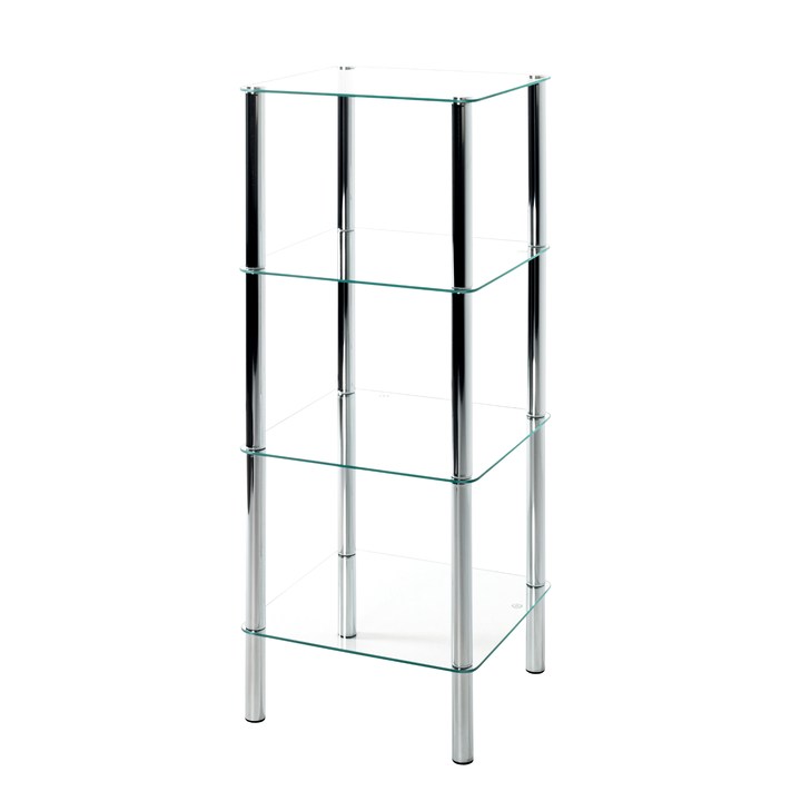 Regál EMDEN sklo/chróm, výška 107 cm 1