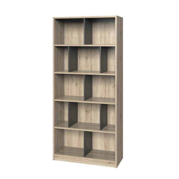 Regál EMPOLI dub sanremo/grafit, šírka 90 cm 1