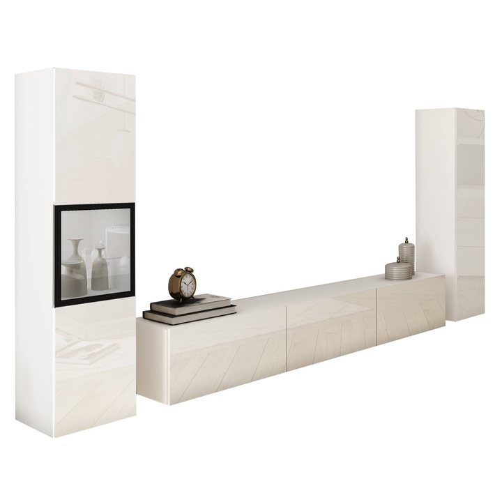 Obývacia stena ERLING III biela/biela vysoký lesk 1