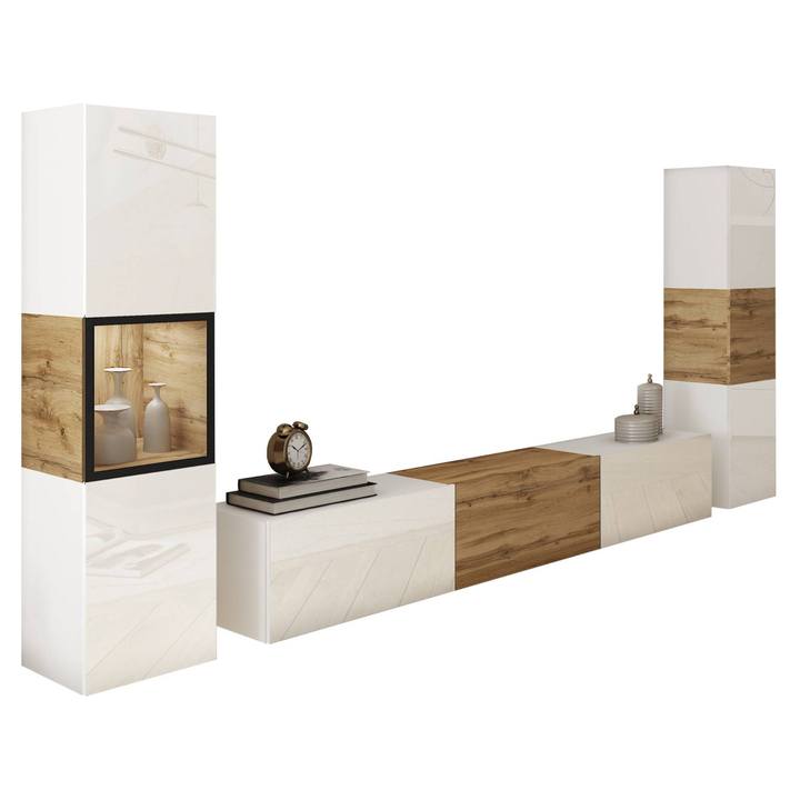 Obývacia stena ERLING III biela/dub wotan 1