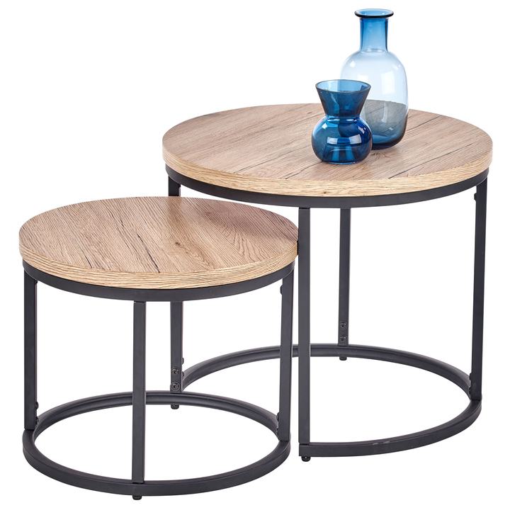 Sada 2 ks prístavných stolíkov EUROS dub sanremo/čierna 1