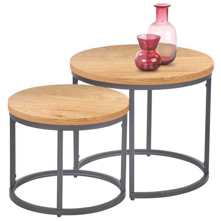 Sada 2 ks prístavných stolíkov EUROS dub zlatý/čierna 1