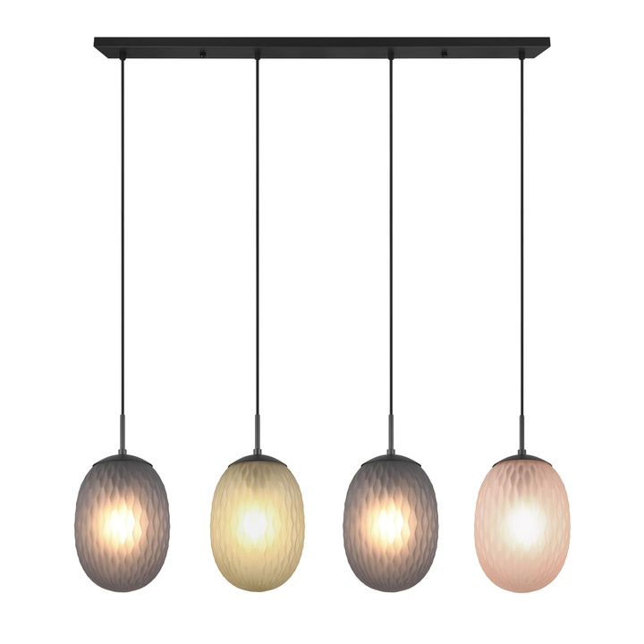 Závesné svietidlo FACETTE III čierna/zelená, jantárové a dymové sklo 1