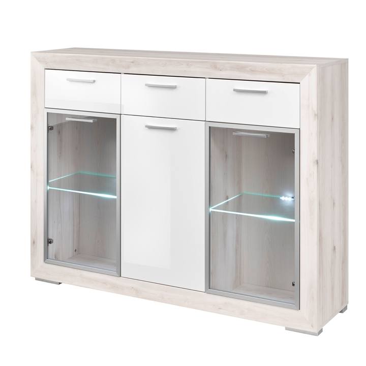 Komoda FERNANDO T8 aurum svetlá/biela vysoký lesk 1