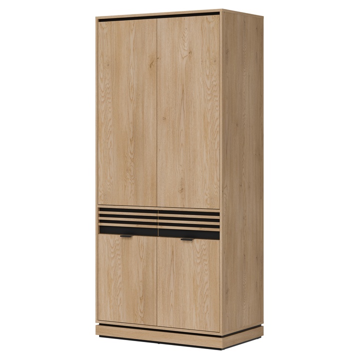 Šatníková skriňa FERRO FE08 dub creamona torro/čierna 1