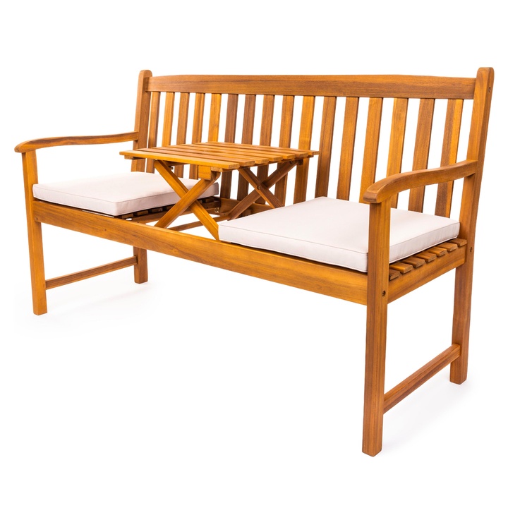 Záhradná lavica FIELDMANN akácia, s výklopným stolíkom 1